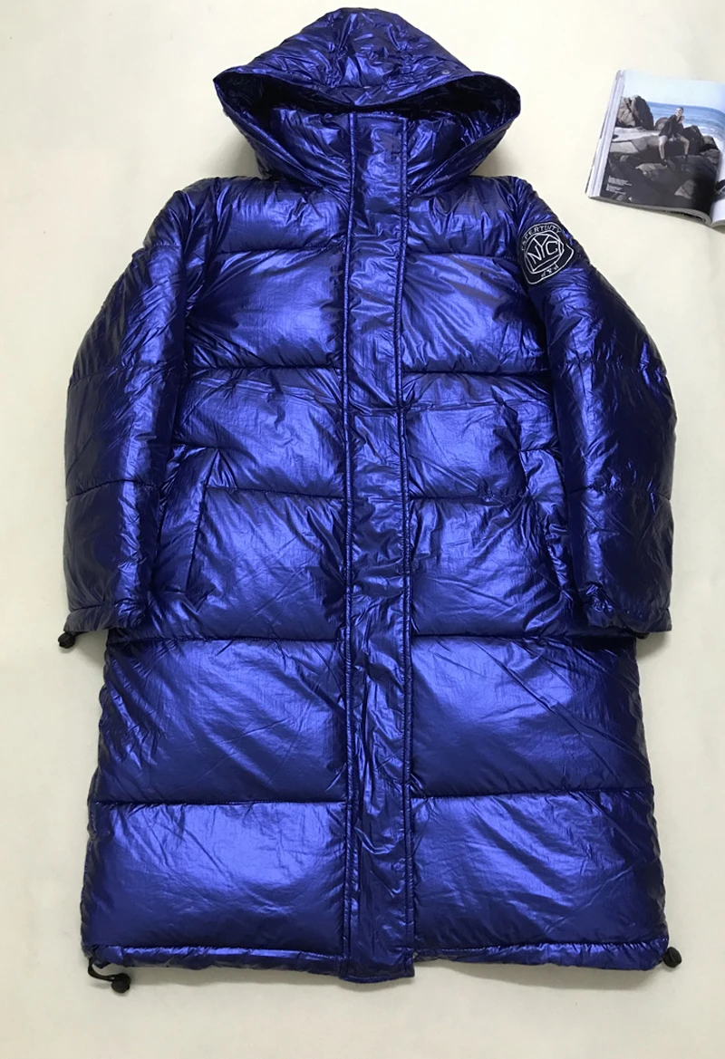 Thick Parka Coat Long Winter Jacket Women Hood Fur Plus Size Female Lady Warm Outerwear Puffer Quilted Shining Stylish Hat