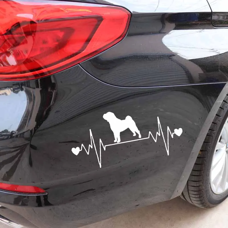 YJZT 17X8,1 см забавные животные автомобиля стикеры шар пей спасательный круг собака сердцебиение виниловая наклейка черный/серебристый C24-1310