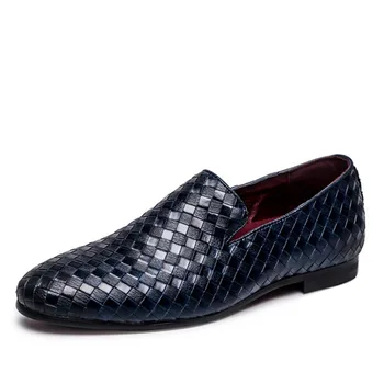 Degli Uomini di modo Scarpe di Cuoio Treccia Nera Casual di Guida Scarpe Da uomo Slip On Penny Mocassini Mocassini 2019 Nuovo Stile Per Il Tempo Libero scarpe 1