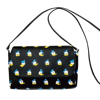 

Fashion Cartoon Donald Duck Shoulder Messenger Bag Small Black Sling Bag Women Ladies PU Leather Crossbody Bags Purse Wallet