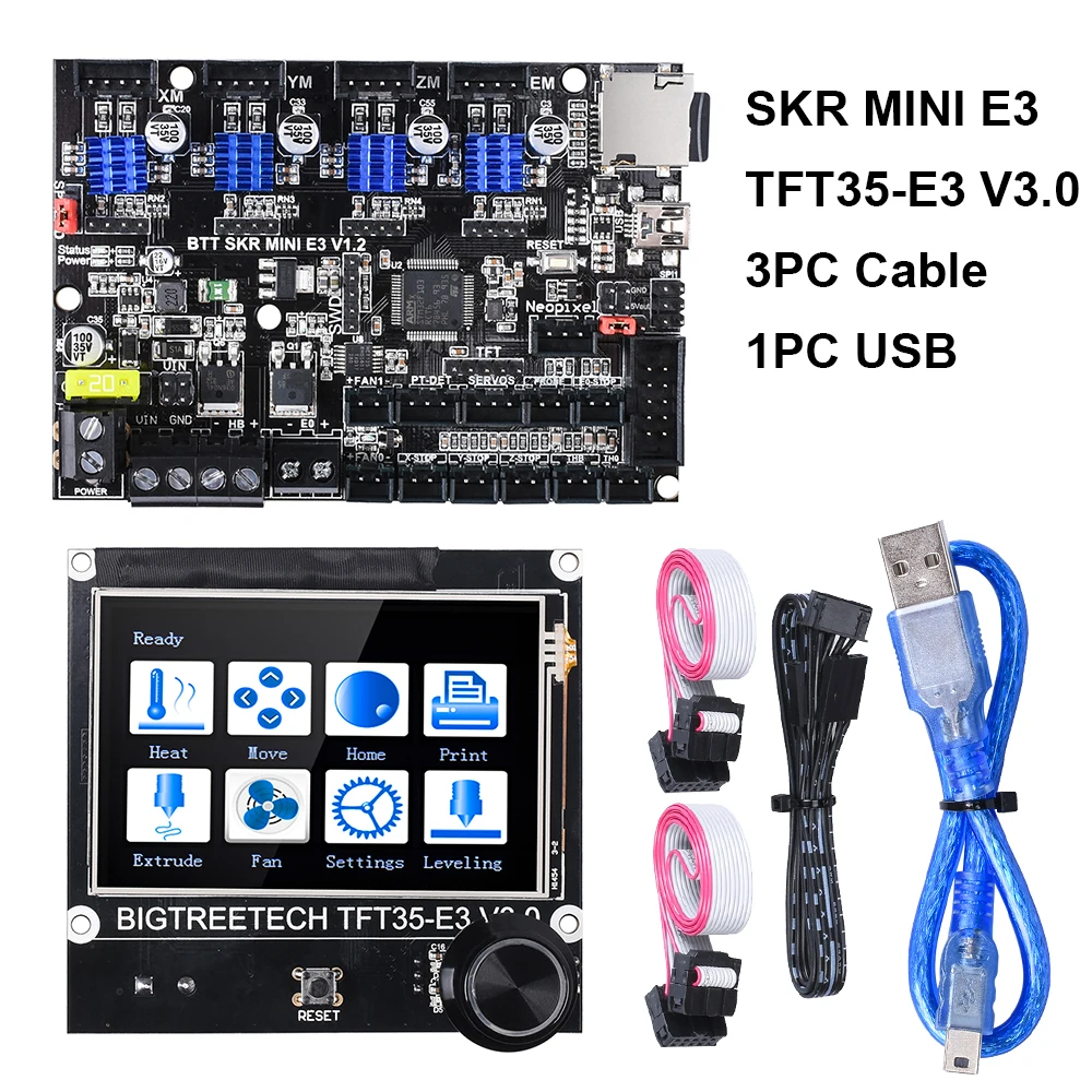 TYPE 1 BIGTREETECH SKR MINI E3 V1.2 32 битная плата+ TFT35-E3 V3.0 сенсорный экран E3 DIP TMC2209 TMC2208 Запчасти для 3d принтера для Ender-3 CR-10 - Цвет: TYPE 1