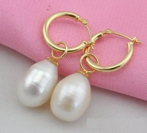 free shipping HUGE AKOYA AAA+ 11-13MM SOUTH SEA WHITE PEARL EARRINGS+ BOX 14k/20