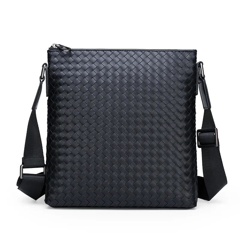 

Cross Border New Style PU Leather Men Document Shoulder Bag Trend Line Weaving pi zhi bao Versatile Casual Shoulder Bag