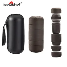 ICESTCHEF керамический чайный сервиз фарфор кружка с двойными стенками креативный чайник кунг-фу чай портативный дорожный набор для чая с сумкой для путешествий