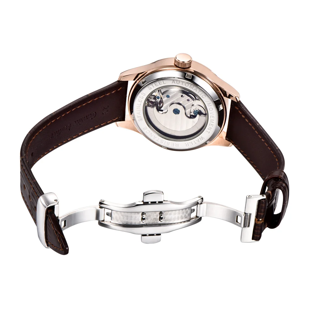 Deber 40 мм часы для мужчин Топ люксовый бренд Мода Спорт Moon Phase часы автоматические механические наручные часы для мужчин кожаный ремешок