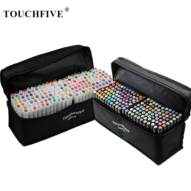 TouchFIVE Permanent Markers Alcohol Ink Brush Dual Tips Professional Drawing Marker Set Art Design 30/40/60/80/168 Color | Канцтовары