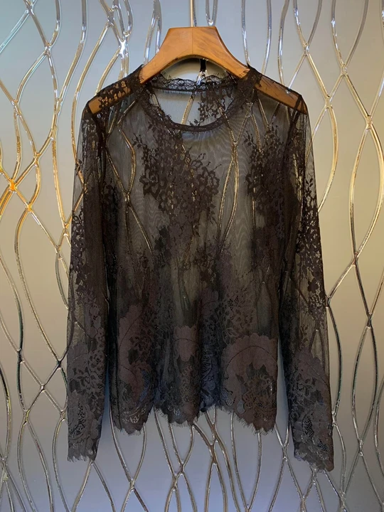 

The new autumn and winter 2019 women's wild spell net color bud silk gauze tops 924
