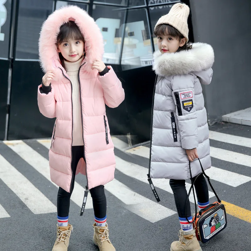 

Childrenswear Girls Autumn & Winter Large Fur Collar Cotton-padded Clothes Korean-style Waist Hugging Mid-length Thick Warm down