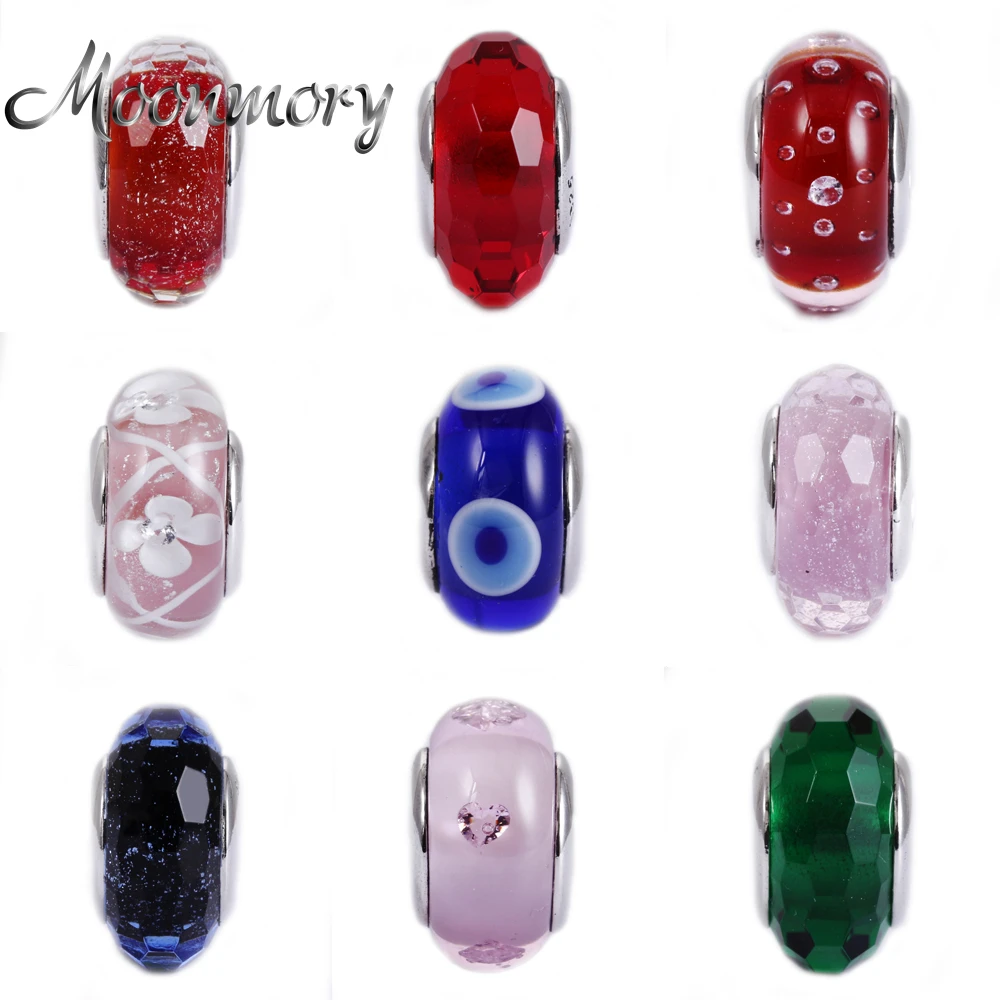 Стеклянные бусины Moonmory 9 цветов из стерлингового серебра 925 пробы шармы сделай