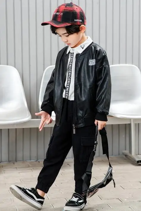 Spring Autumn Boys Clothes Sets Boys Faux leather coat+ shirts+ jeans 3PCS Sport Suit Infants Children Clothing Sets - Цвет: 3pcs set