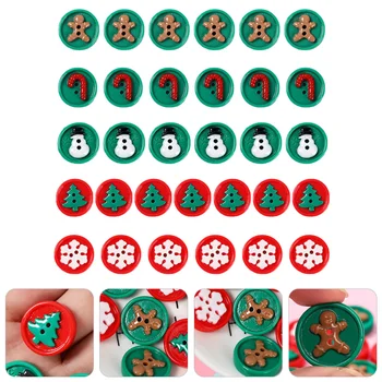 

50Pcs Xmas Resin Button DIY Accessory Snowman Xmas Tree Snowflake Decor Buttons