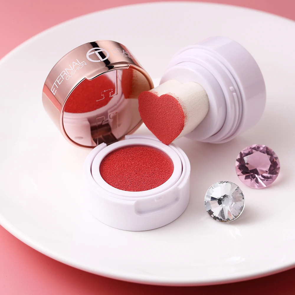 O.TWO.O Air Cushion Blusher Folding Heart Shape Shimmer Blush Rouge 4 Colors Easy To Wear Natural Face Makeup Blush TSLM1