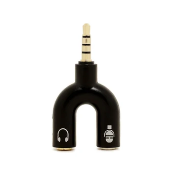 

1PCS free ship U Type Adapter Dual 3.5 MM Headphone Plug Audio Cables Splitter Microphone 2 in 1 Swivel Connector dropship