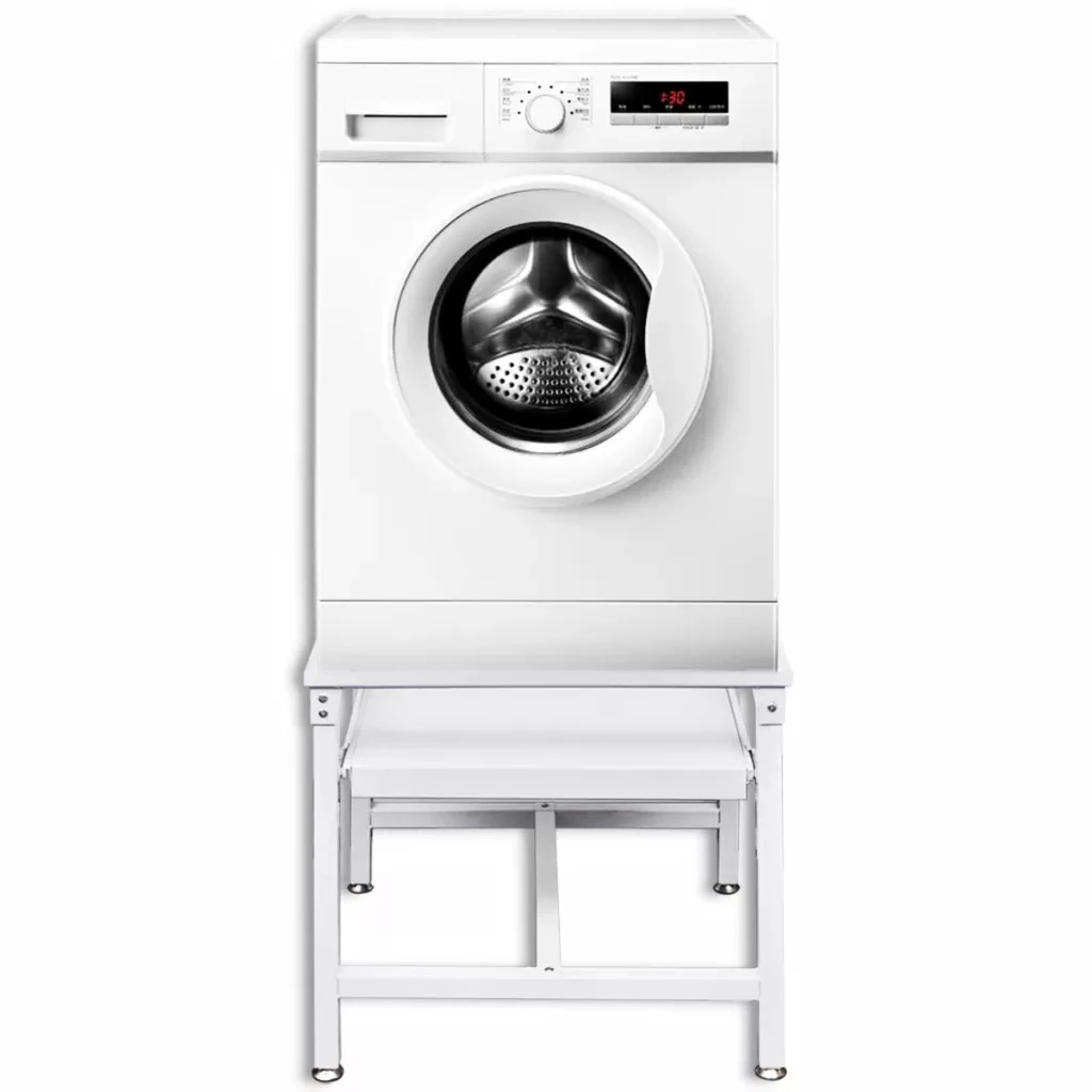 Vidaxl Wasmachine Voetstuk Met Uittrekbare Plank Wit Staal Laadvermogen 100 Kg Geschikt Alle Standaard Wassen machines|Meubelaccessoires| -