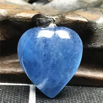 

Natural Blue Aquamarine Heart Pendant Jewelry For Woman Men Clear Crystal Stone 925 Silver 23x9mm Beads Necklace Pendant AAAAA