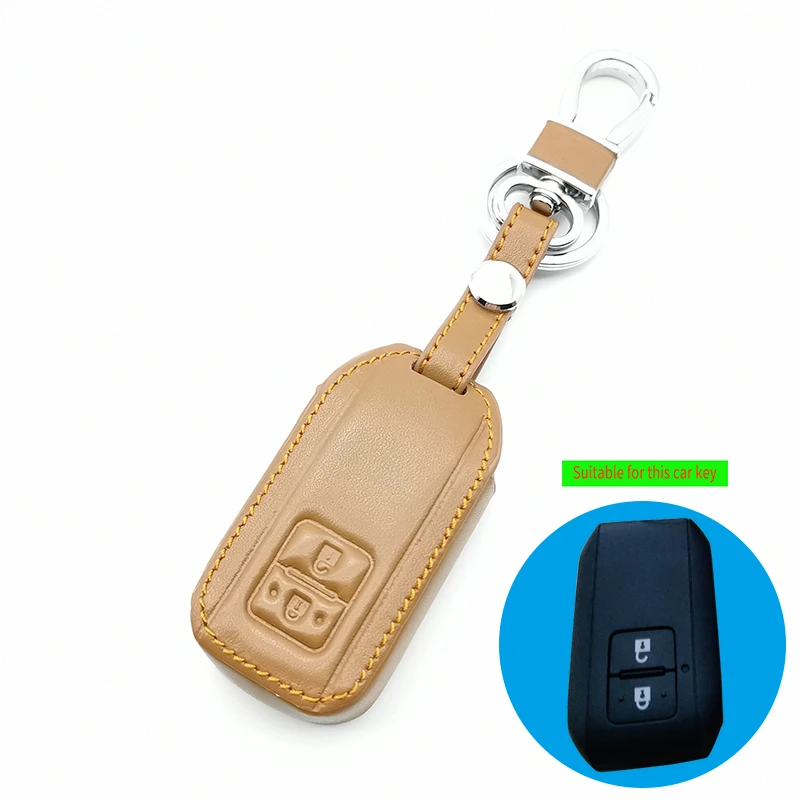 

For Suzuki Swift New 2017 2018 Wagon R Japanese Monopoly Type 3c 2 Button Soft Leather Car Key Cover Fob Case Protect Shell