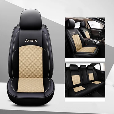 5D кожаный чехол для сидения автомобиля для peugeot 308 sw 206 307 sw 407 207 208 406 301 2008 3008 508 sw всех моделей автомобильные аксессуары - Название цвета: black beige