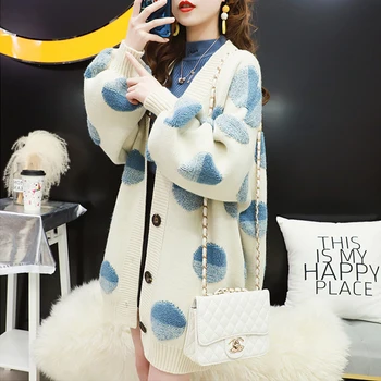 

2019 New Korean Style Women Autumn Cardigan Loose Casual Breasted Buttons Female Sweater Knitted Outwear