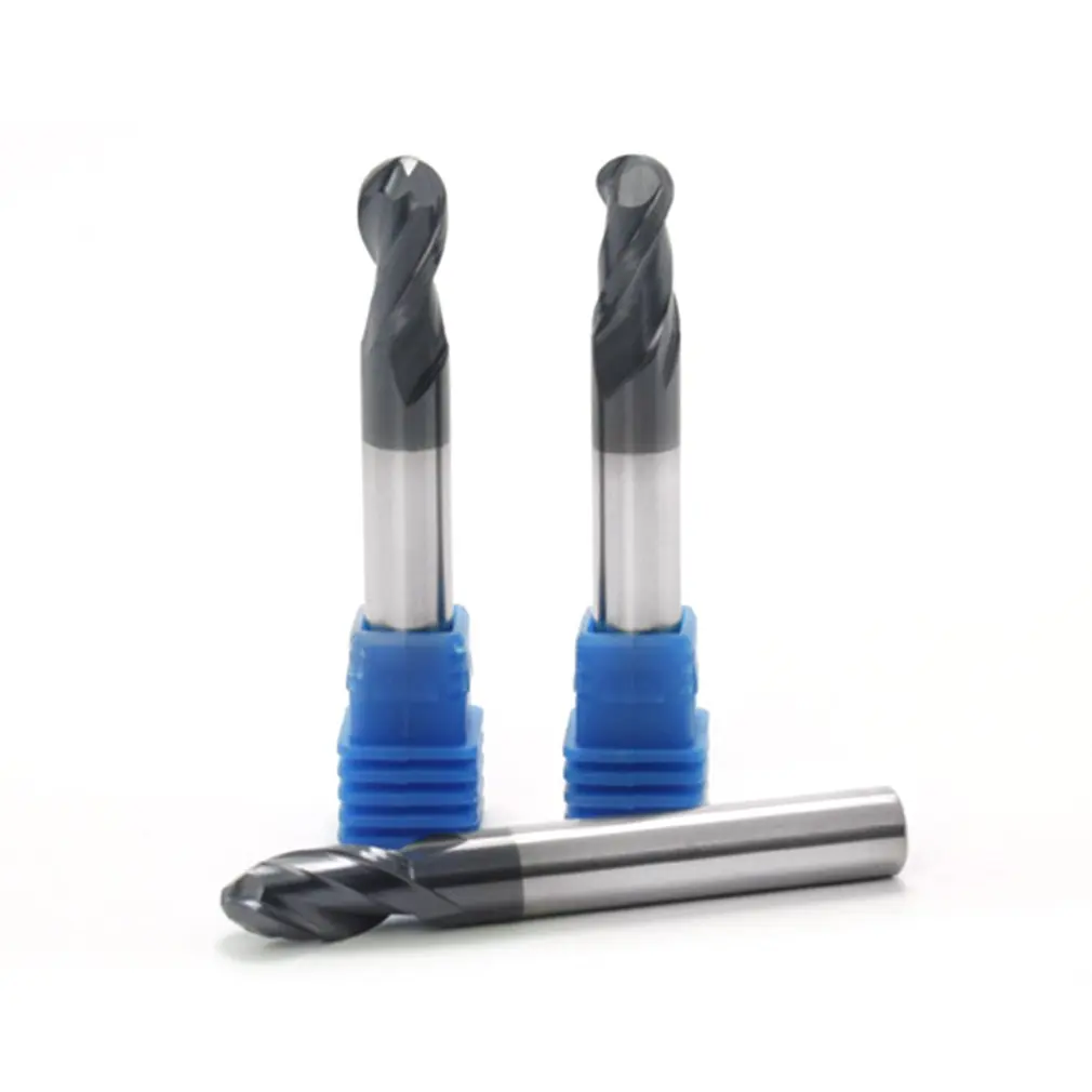 6pcs 45 Degree Tungsten Steel Milling Cutter CNC Numerical Control Tool Straight Shank Two-edge Outer R Cutter Ball End Mill