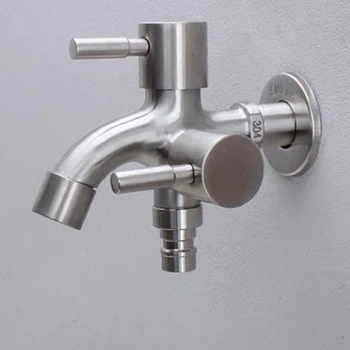 

304 Stainless Steel 1 In 2 Out Water Faucet Quad Interface Bathroom In-wall Type Single-linked Spiral Thickened Switch Handle