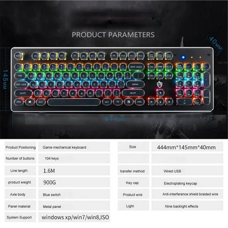 Механическая игровая клавиатура компактный 87 клавиша механическая клавиатура компьютера клавиатурные синие переключатели для окон для геймеров на ПК(9 цветов светодиодный подсветкой