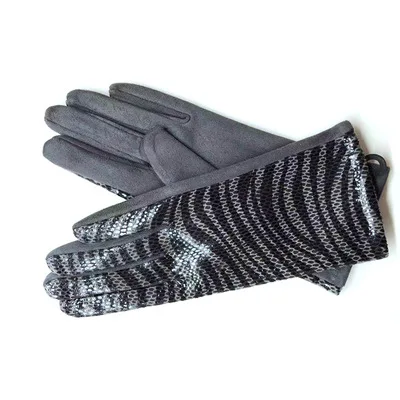 Женские зимние теплые леопардовые замшевые кожаные перчатки для сенсорного экрана женские сексуальные кашемировые Утепленные перчатки для вождения H84 - Цвет: H85  Gray