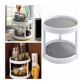 

1pc 360° Rotating Spice Storage Rack Tray Organizer Stand Shelf for Kitchen