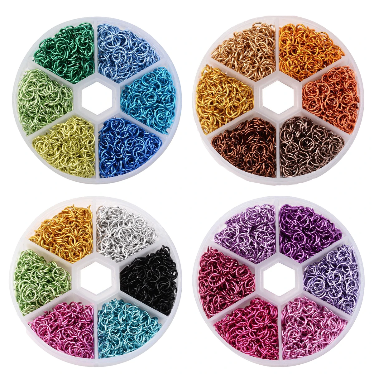 

1Box 1200pcs 6mm Closed Circle Colorful Jump Rings Green/Blue/Purple Plated Link Loops for DIY Jewelry Connector Making