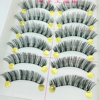 

Handmade False Eyelashes 226 Cotton Thread Stem Cluster-Natural Nude Makeup Eye End Pull Long 10Pairs /Box