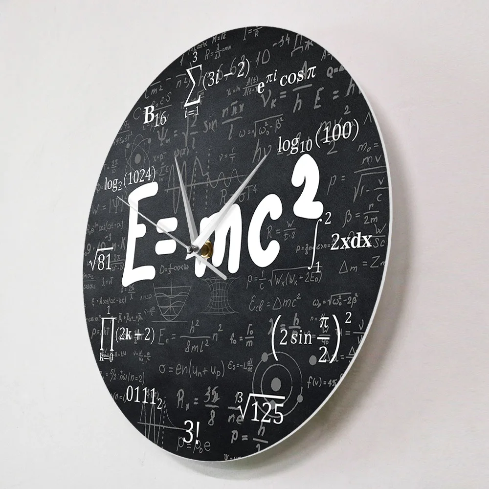 E=mc2 Math Formula Geek Wall Clock Theory of Relativity Silent