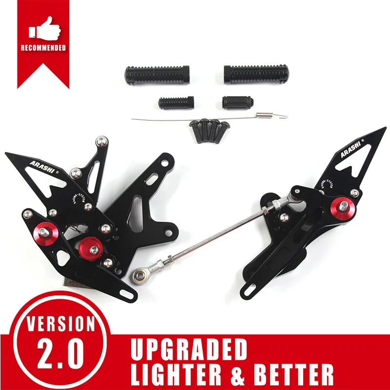 Arashi для KAWASAKI Ninja 400- CNC регулируемая подножка Rearset Rider подножки NINJA400 - Цвет: Black
