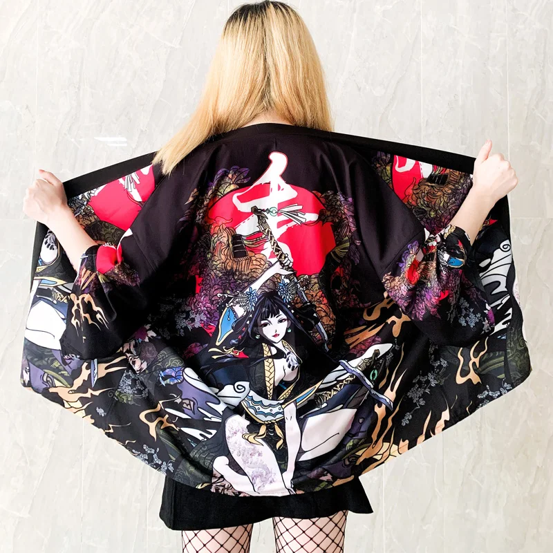 Japanese Kimono Women Yukata Chinese Kimono Cosplay Geisha Haori Obi Japanese Streetwear Clothing Harajuku Shirt