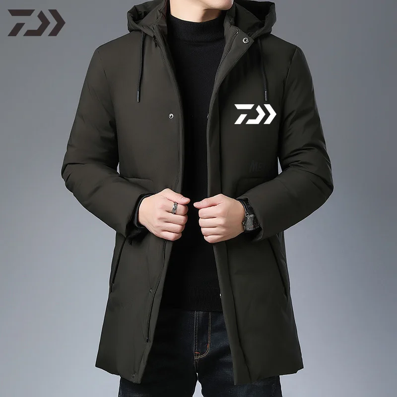 Dark gray Зимняя мужская куртка для рыбалки Daiwa, водонепроницаемая, термальная одежда для рыбы, полиэстер, толстая, водонепроницаемая, для рыбалки, Джерси, съемная шапка, одежда - Цвет: Dark gray