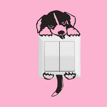 

5/3/1Pcs Cute Dog&Cat Wall Stickers Light Switch Switch Sticker Kid Bedroom Deco Wall Sticker Removable Waterproof Home Deco