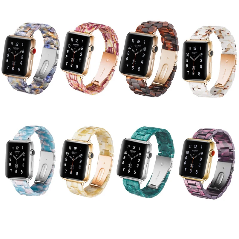 

Resin Watchband for Apple Watch 38mm 42mm 44mm 40mm Fashion Women Men Bracelet Band Strap for IWatch 5 6 SE UTHAI A81