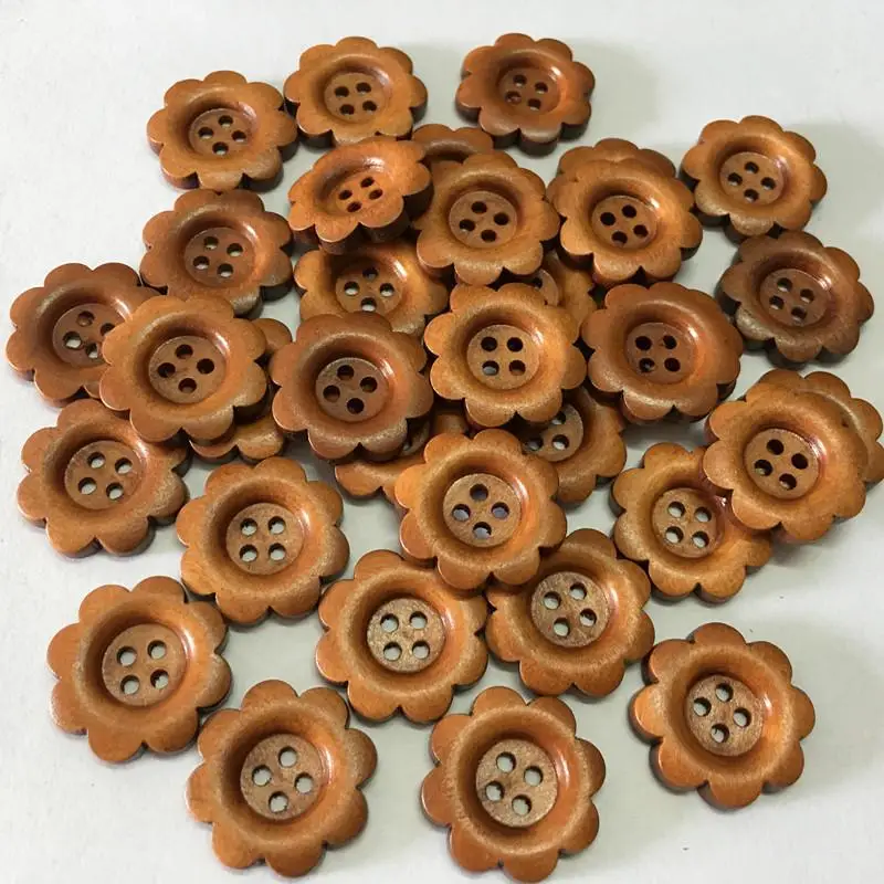 100PCS [DIY handmade accessories] wood paint plum buckle button diameter 23MM | Дом и сад