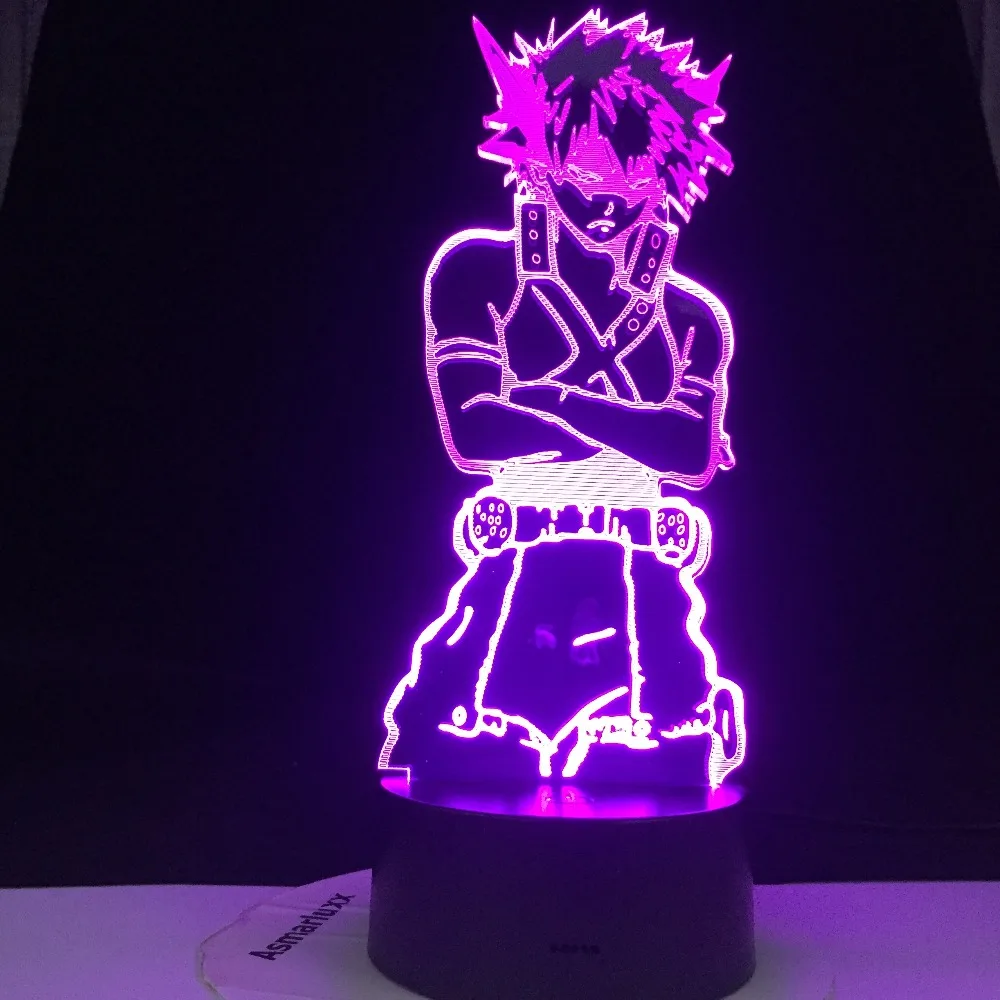 Светодиодный ночник с 3d рисунком моя геройская академия Katsuki Bakugo 16 меняющихся