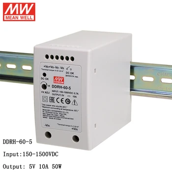 

Meanwell DDRH-60-5 DIN Rail DC-DC Converter 150-1500V DC to 5V DC 10A 50W MEAN WELL Wide input Power Supply Transformer