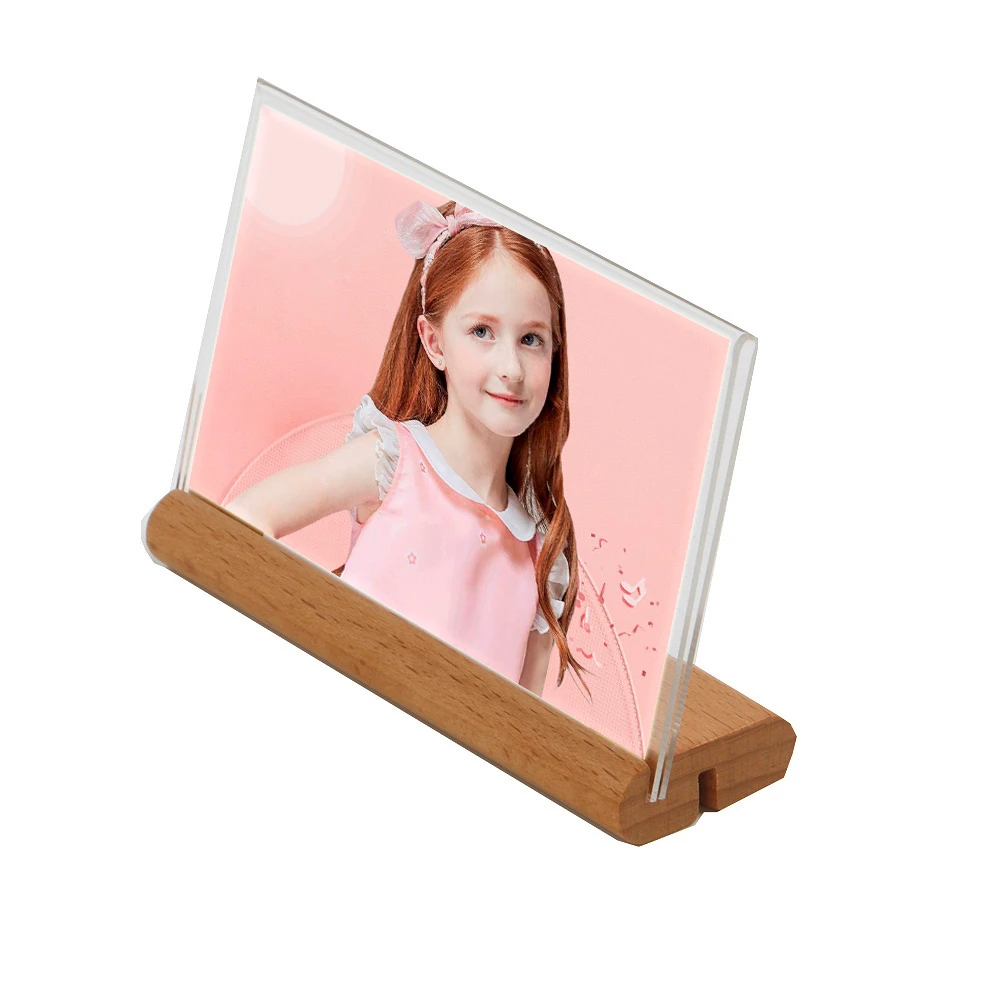 Base de madera acrílica de 100x70mm, soporte de señal, varios tamaños, Clip de madera para mesa, soporte para fotos