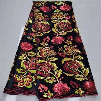 

Latest Nigerian Velvet Lace Fabric yellow 2020 red High Quality Lace African Lace Fabric For Wedding Dress French Tulle Lace