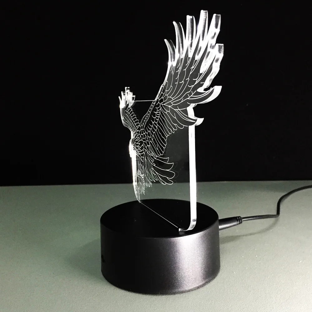 Летающий Орёл USB 3D светодиодный светильник красочный сенсорный ночник Рождественская Подарочная настольная лампа