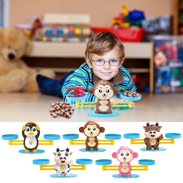 Montessori Math Toy Digital Monkey Balance Scale Educational Math Penguin Balancing Scale Number Board Game Kids Learning Toys 3