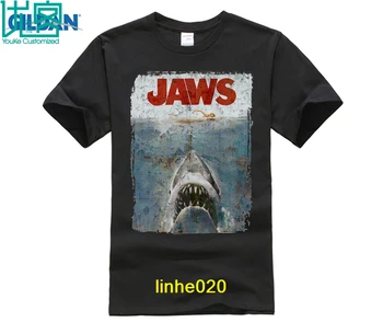 

funny men cotton t shirt Men sporter t shirts JAWS DISTRESSED SPIELBERG RETRO MOVIE POSTER sporter t shirts