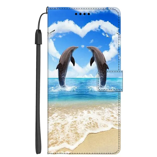 cute samsung phone case Flip Leather Case For Samsung Galaxy Note 20 3 4 5 8 9 10 Pro Plus Lite S20 FE Painted Phone Wallet Stand Book Cover Card Holder silicone case samsung Cases For Samsung