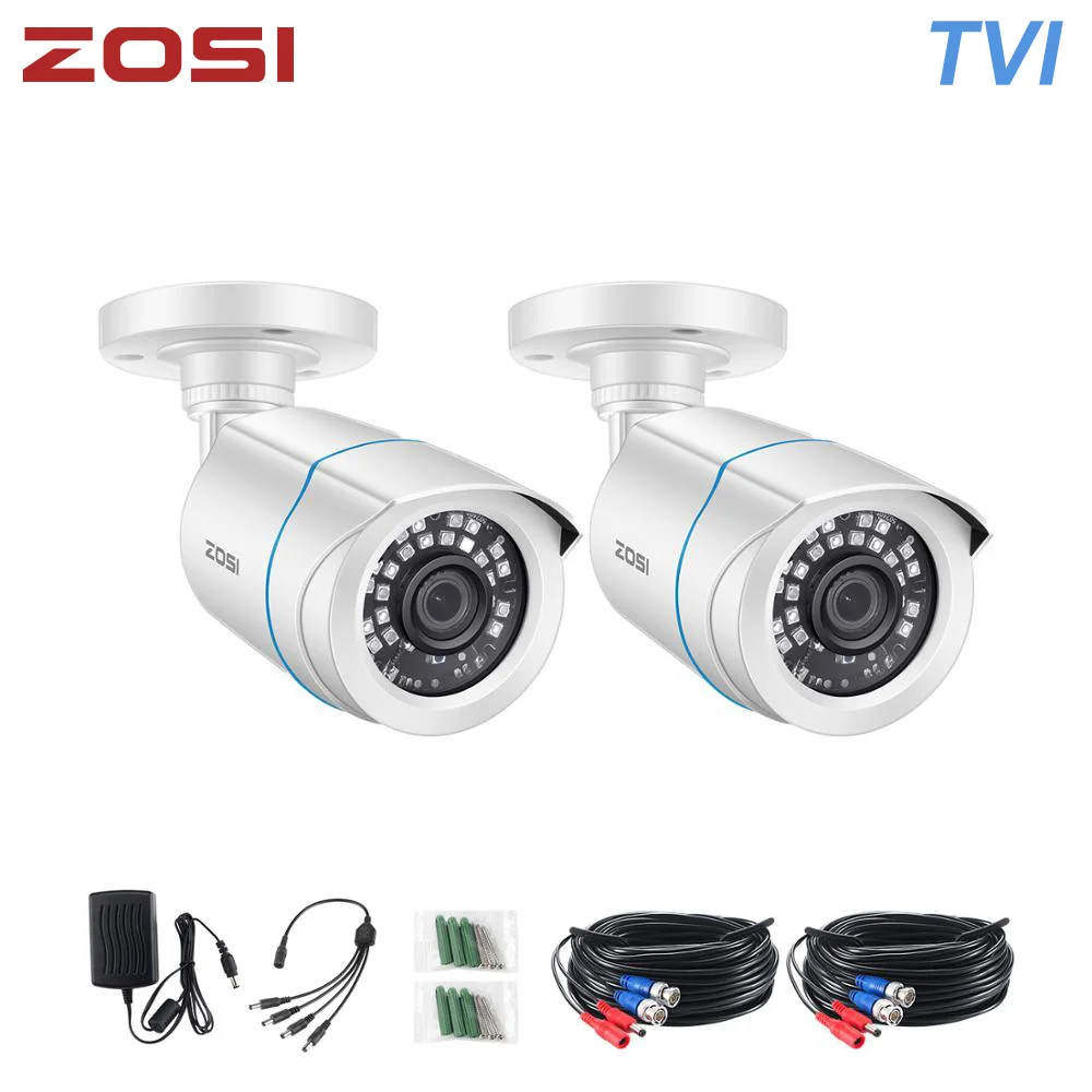 ZOSI 2 шт. HD 1080P TVI видеокамера CCTV Водонепроницаемая камера наблюдения с ночным