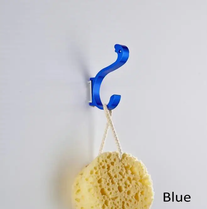 blue Настенная алюминиевая отделка, яркие цвета, вешалка для одежды, полотенце, пальто, крючок для халата, декоративные крючки для ванной комнаты, JM-32 - Цвет: blue