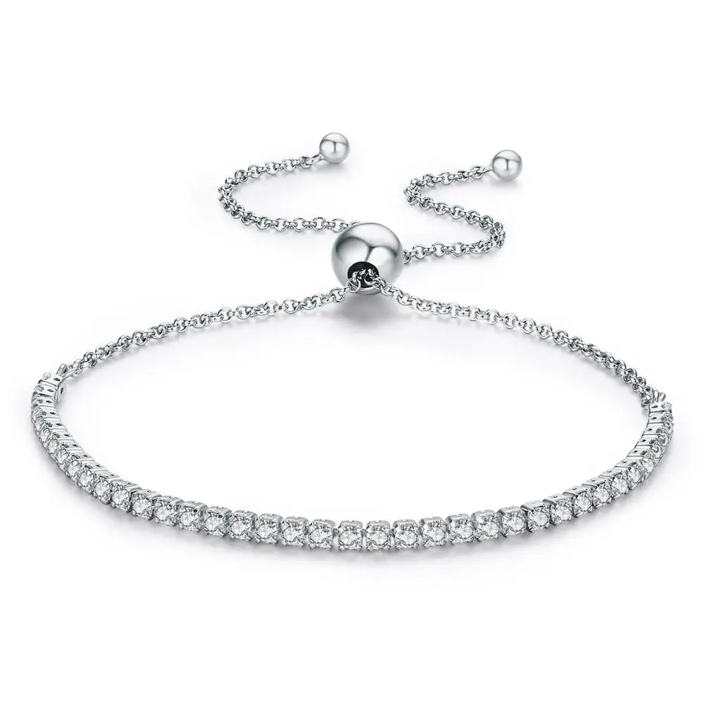 925 Стерлинговое серебро прозрачный Циркон Регулируемая цепочка-браслет подходит Pandora браслет для женщин модные ювелирные изделия подарок на день рождения - Цвет камня: s029