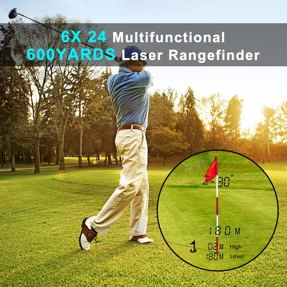 

600M Golf Laser Rangefinder Precision Range Finder 6X Magnification Distance Meter Angle Height Range Finder for Golf Hunting
