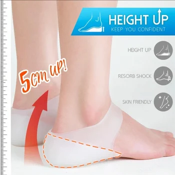 

1pairs Invisible Height Increase Insoles Women Men Heel Pads Silicone Gel Lift Insole Dress In Socks Cracked Foot Skin Care Tool