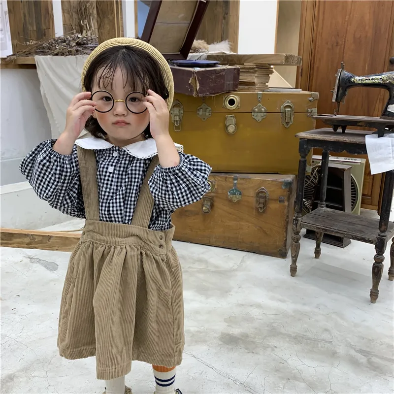 2019 New Arrival Autumn Winter Baby Girls Dress Toddler Sundress Cross Sleeveless Strap Corduroy Yellow Outfits 1-6 Years | Детская